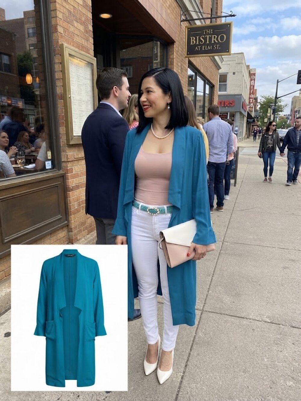 Colleen Lopez Turquoise Long Open Front Cardigan - Size Small